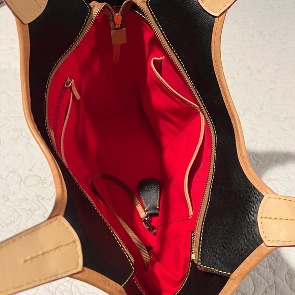 Dooney & Bourke Saffiano Leather Maddie Tote - Black & Tan - Picture 7 of 10